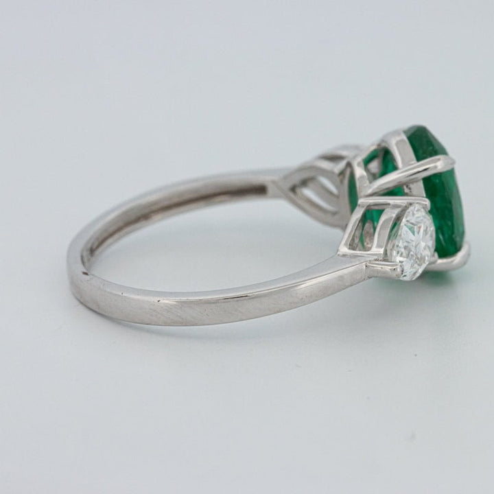 2.25 CT Green Emerald Trilogy Ring (LG) - ZIZOV DIAMONDS