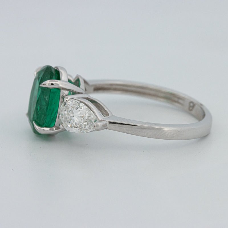 2.25 CT Green Emerald Trilogy Ring (LG) - ZIZOV DIAMONDS