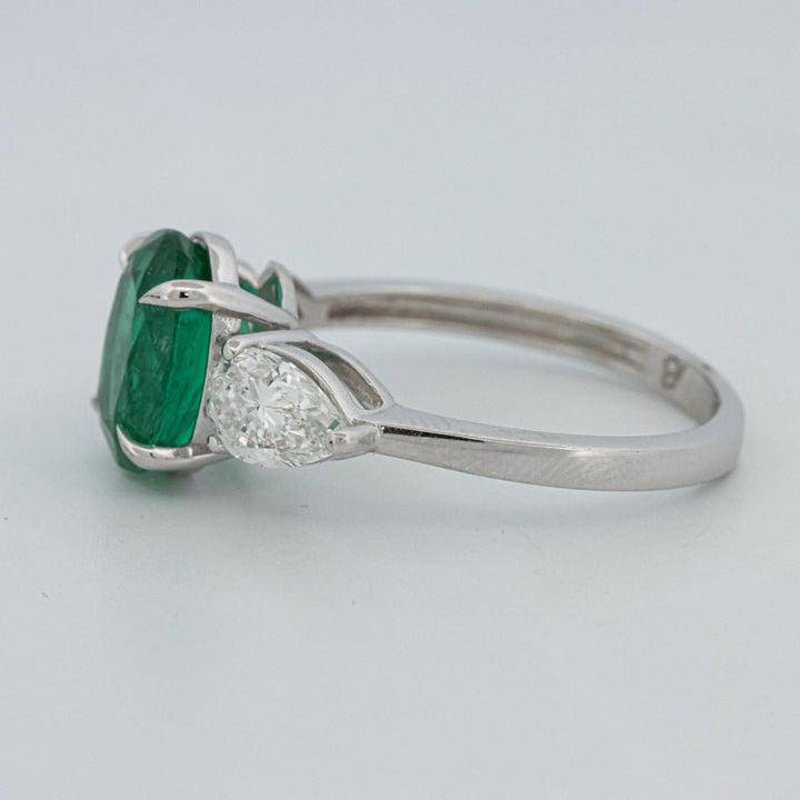 2.25 CT Green Emerald Trilogy Ring (LG) - ZIZOV DIAMONDS