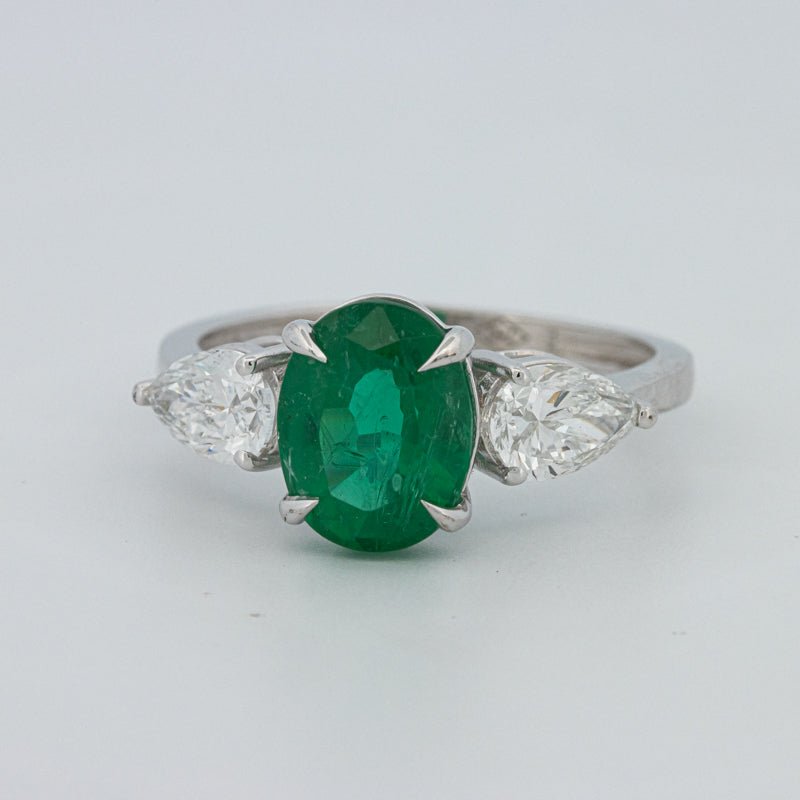 2.25 CT Green Emerald Trilogy Ring (LG) - ZIZOV DIAMONDS