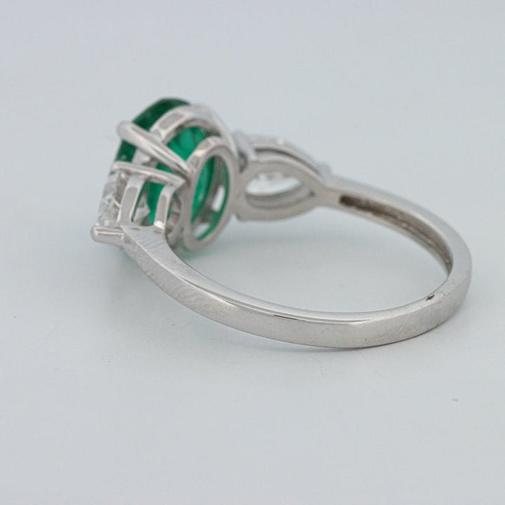 2.25 CT Green Emerald Trilogy Ring (LG) - ZIZOV DIAMONDS