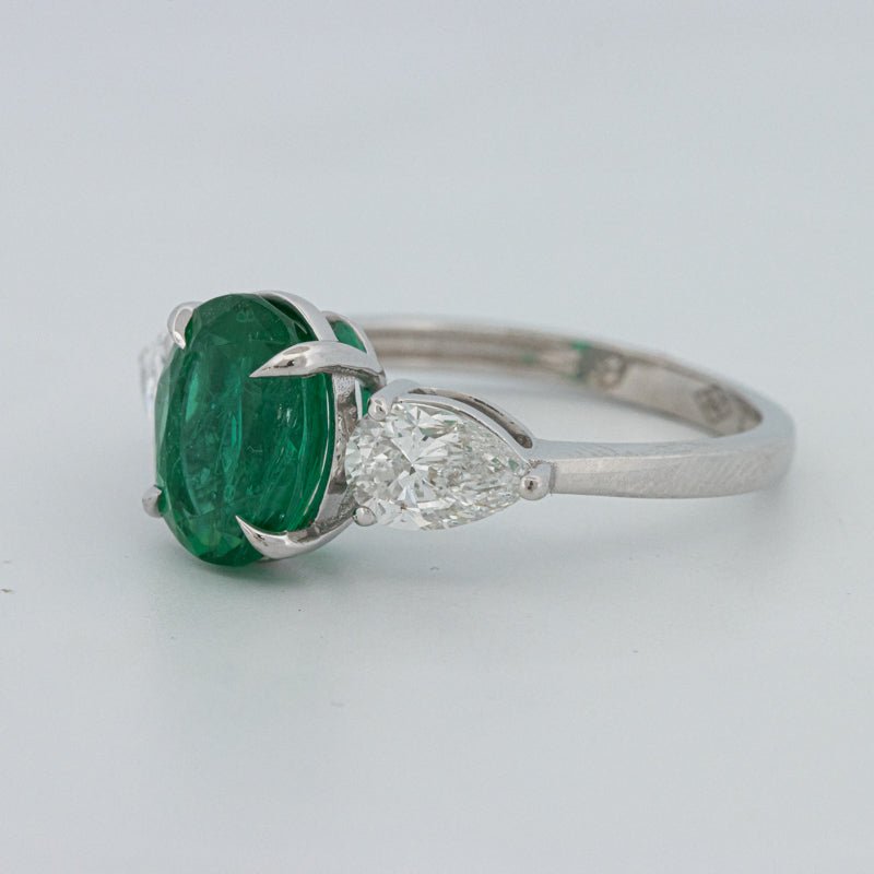 2.25 CT Green Emerald Trilogy Ring (LG) - ZIZOV DIAMONDS