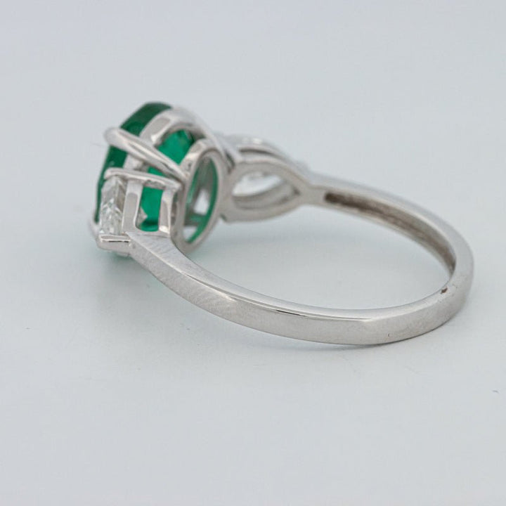 2.25 CT Green Emerald Trilogy Ring (LG) - ZIZOV DIAMONDS
