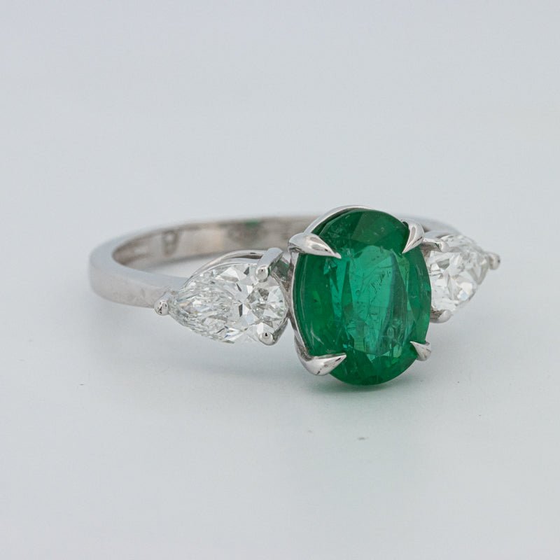 2.25 CT Green Emerald Trilogy Ring (LG) - ZIZOV DIAMONDS