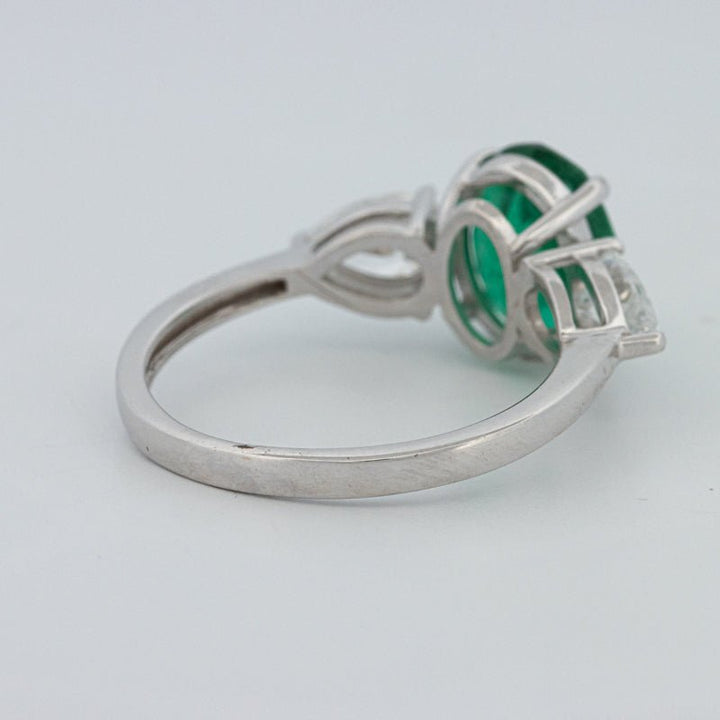 2.25 CT Green Emerald Trilogy Ring (LG) - ZIZOV DIAMONDS