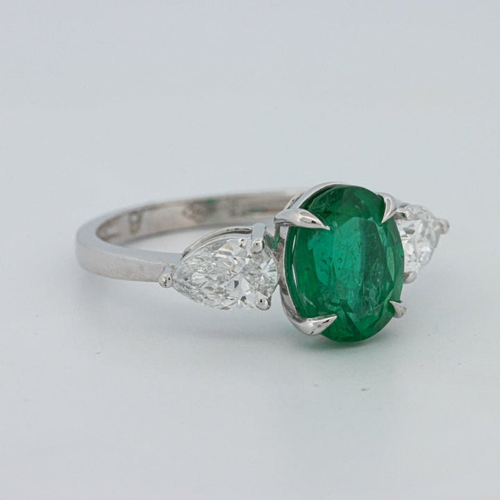 2.25 CT Green Emerald Trilogy Ring (LG) - ZIZOV DIAMONDS
