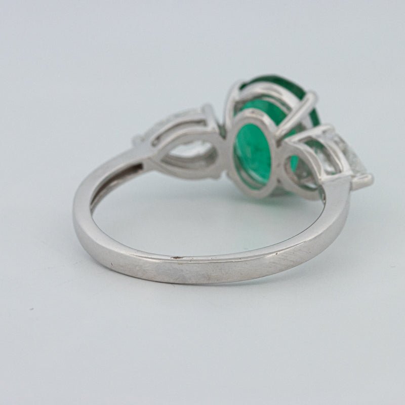 2.25 CT Green Emerald Trilogy Ring (LG) - ZIZOV DIAMONDS