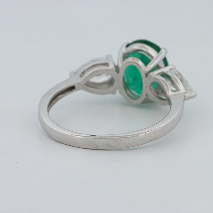 2.25 CT Green Emerald Trilogy Ring (LG) - ZIZOV DIAMONDS