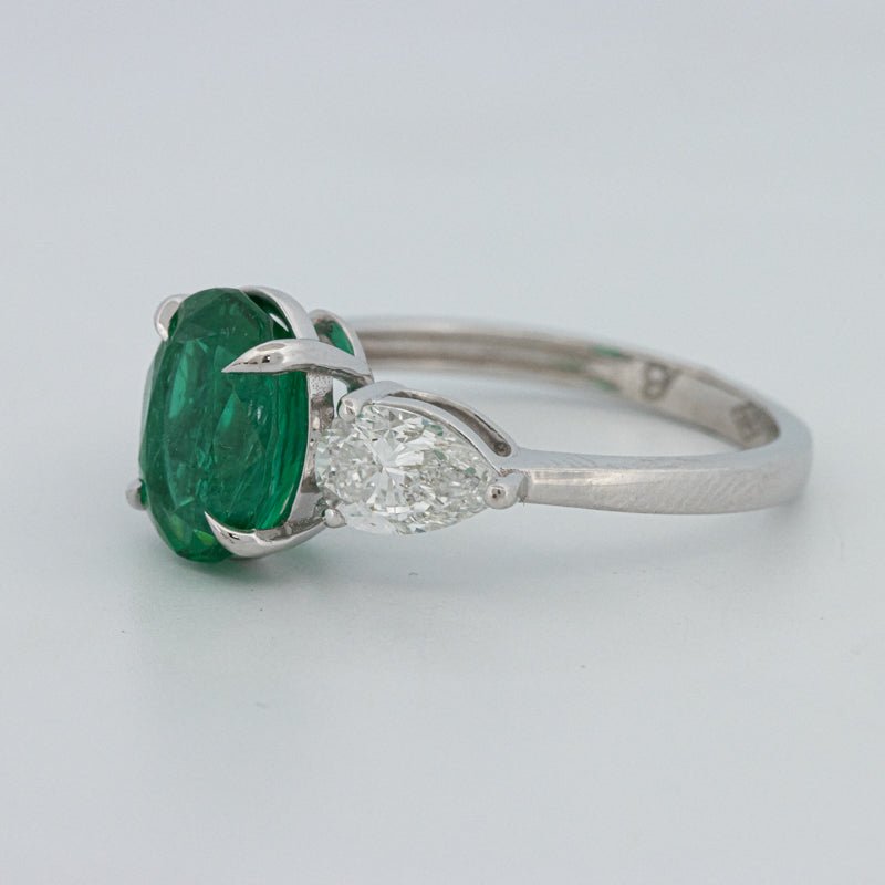 2.25 CT Green Emerald Trilogy Ring (LG) - ZIZOV DIAMONDS