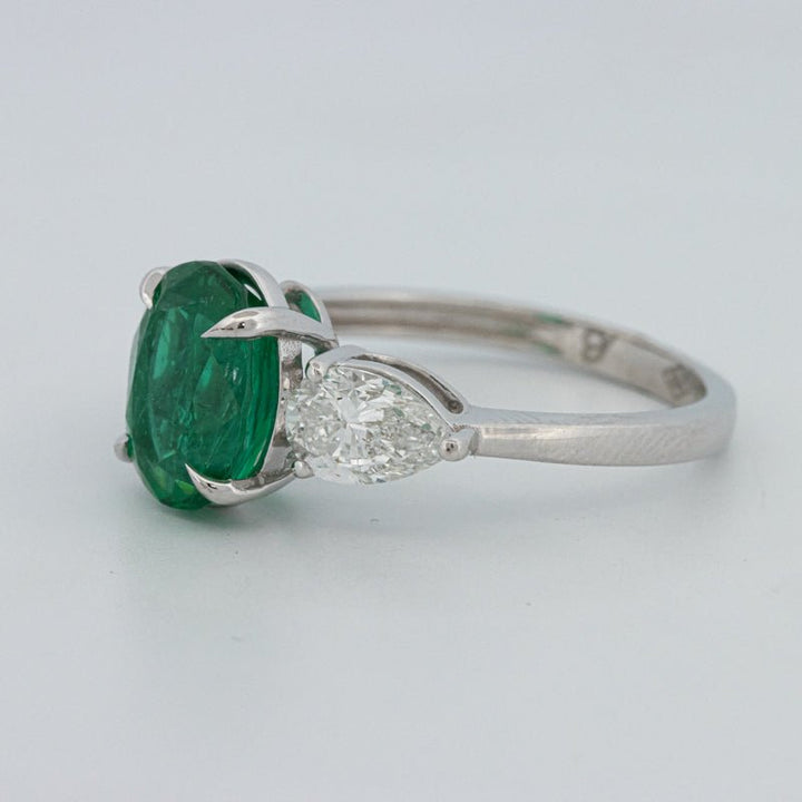 2.25 CT Green Emerald Trilogy Ring (LG) - ZIZOV DIAMONDS