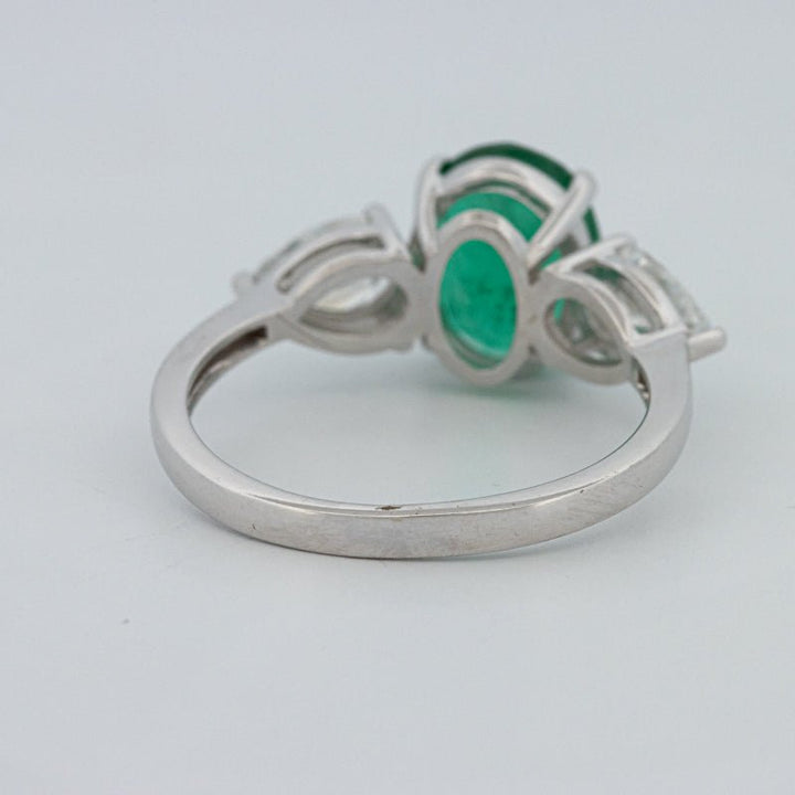 2.25 CT Green Emerald Trilogy Ring (LG) - ZIZOV DIAMONDS