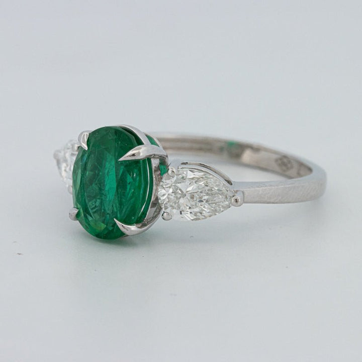 2.25 CT Green Emerald Trilogy Ring (LG) - ZIZOV DIAMONDS