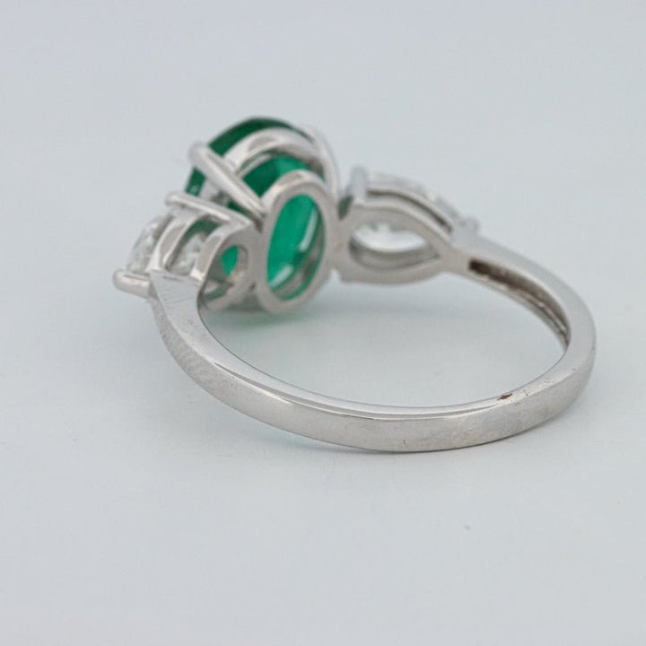 2.25 CT Green Emerald Trilogy Ring (LG) - ZIZOV DIAMONDS