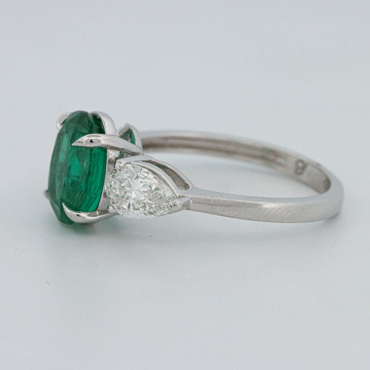 2.25 CT Green Emerald Trilogy Ring (LG) - ZIZOV DIAMONDS