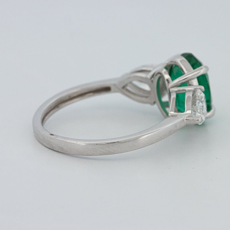 2.25 CT Green Emerald Trilogy Ring (LG) - ZIZOV DIAMONDS