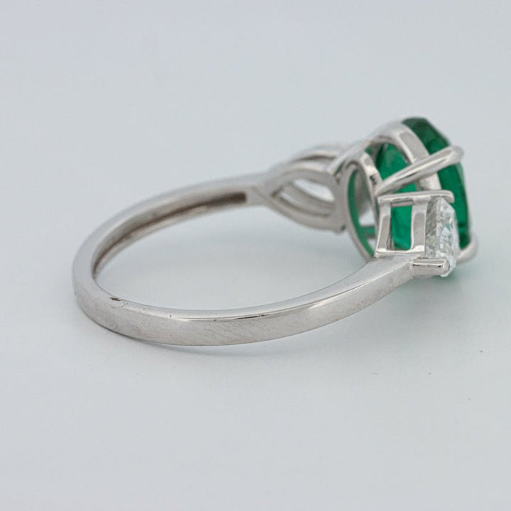 2.25 CT Green Emerald Trilogy Ring (LG) - ZIZOV DIAMONDS