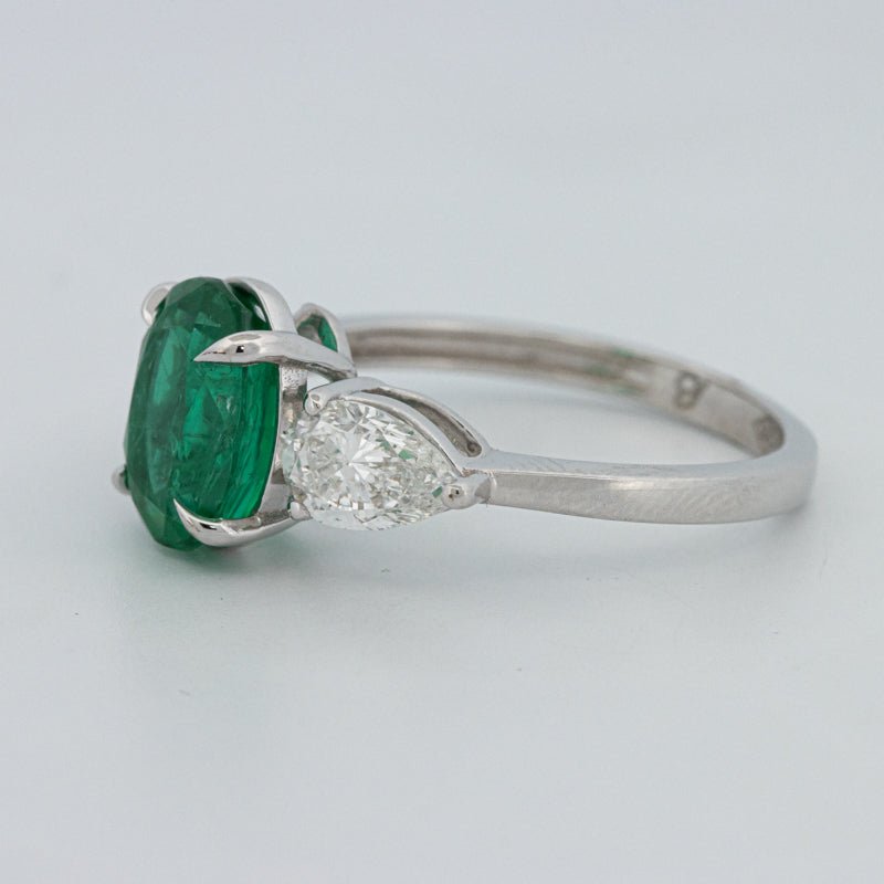 2.25 CT Green Emerald Trilogy Ring (LG) - ZIZOV DIAMONDS