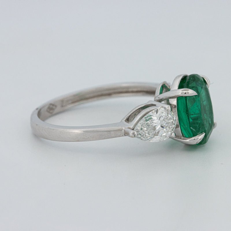 2.25 CT Green Emerald Trilogy Ring (LG) - ZIZOV DIAMONDS