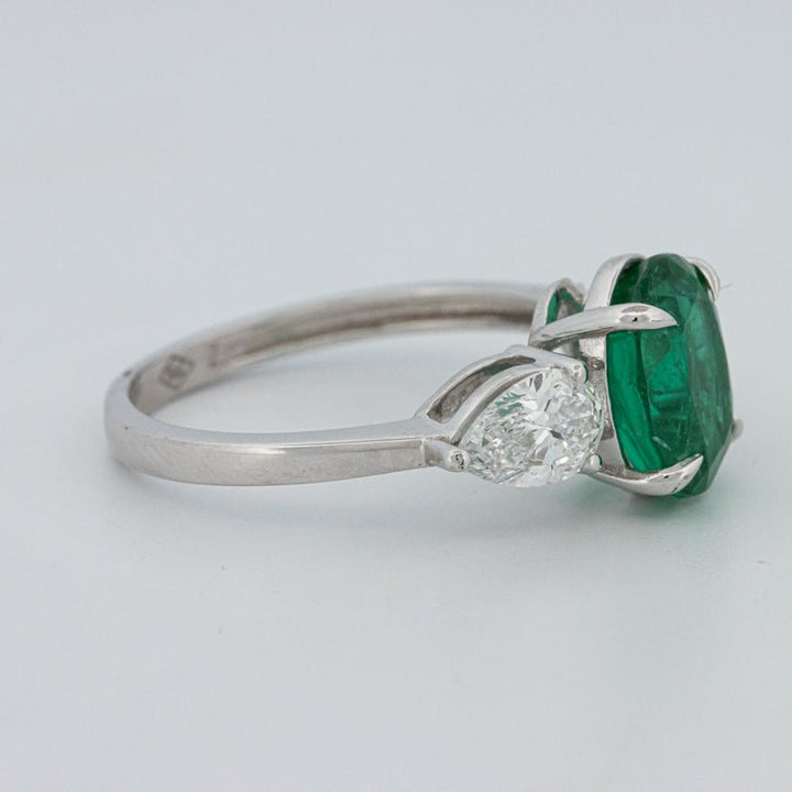 2.25 CT Green Emerald Trilogy Ring (LG) - ZIZOV DIAMONDS