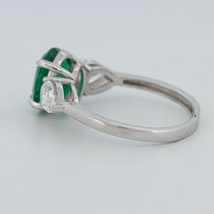 2.25 CT Green Emerald Trilogy Ring (LG) - ZIZOV DIAMONDS