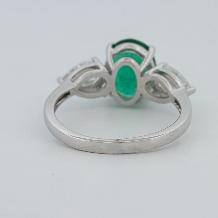2.25 CT Green Emerald Trilogy Ring (LG) - ZIZOV DIAMONDS
