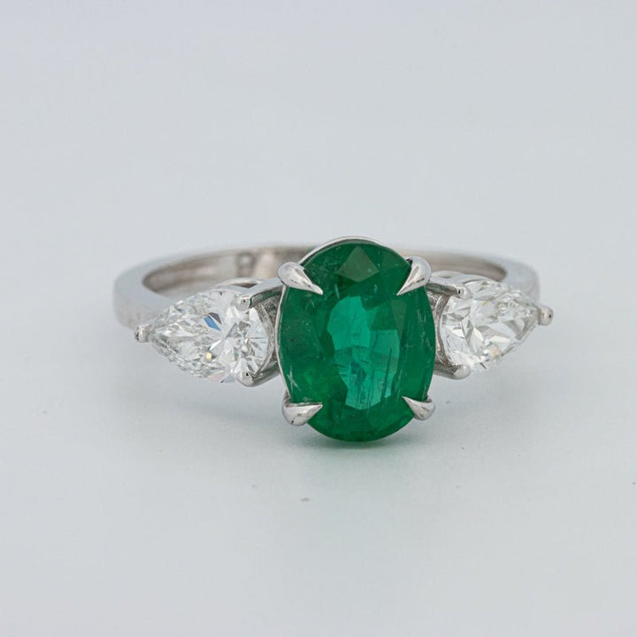 2.25 CT Green Emerald Trilogy Ring (LG) - ZIZOV DIAMONDS