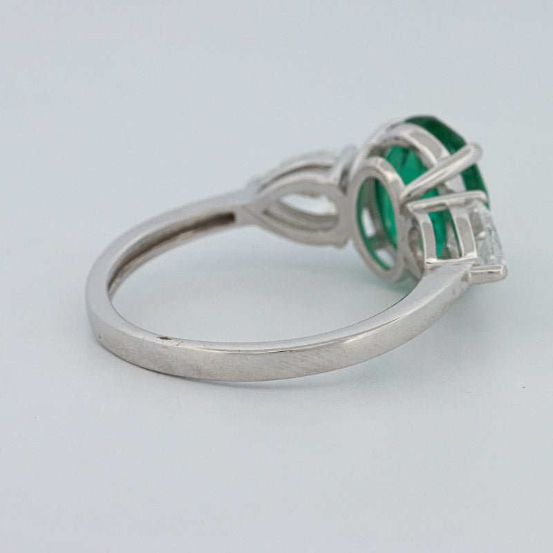 2.25 CT Green Emerald Trilogy Ring (LG) - ZIZOV DIAMONDS