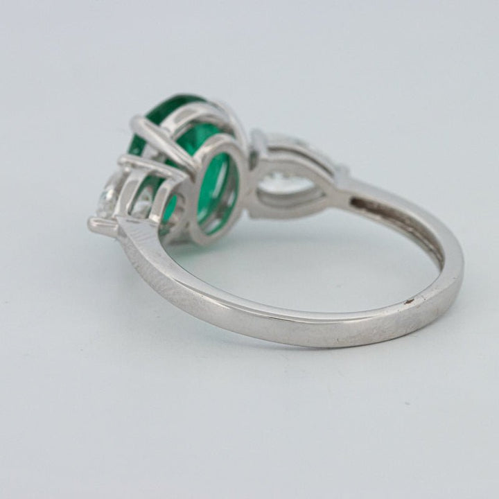 2.25 CT Green Emerald Trilogy Ring (LG) - ZIZOV DIAMONDS