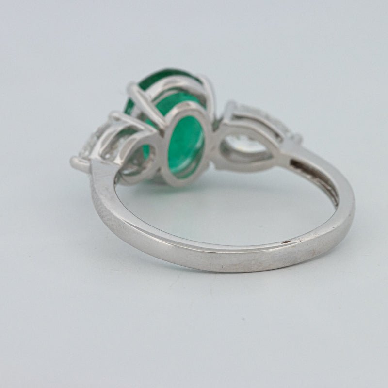 2.25 CT Green Emerald Trilogy Ring (LG) - ZIZOV DIAMONDS