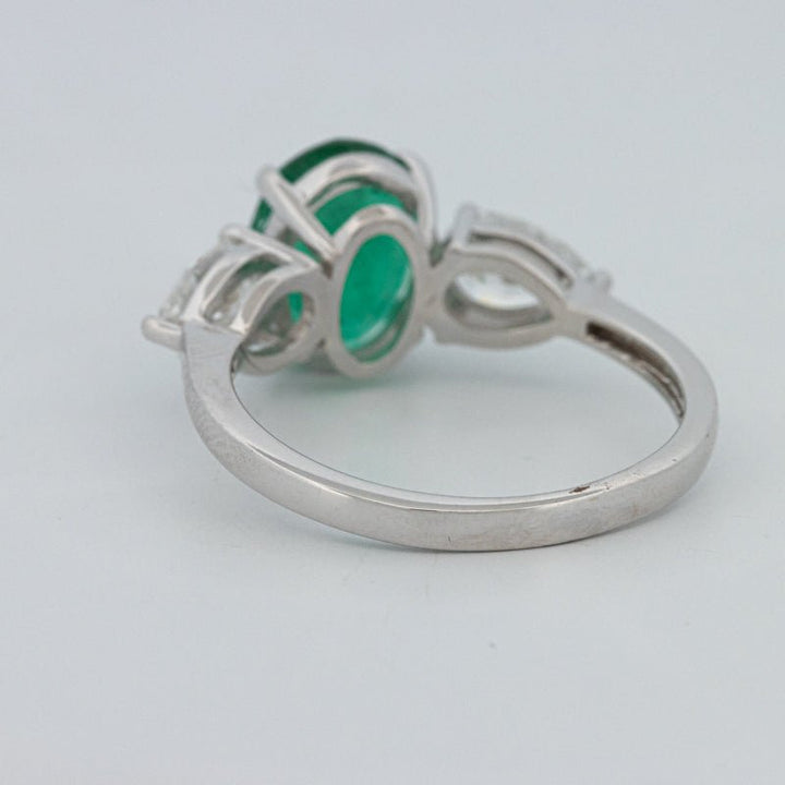 2.25 CT Green Emerald Trilogy Ring (LG) - ZIZOV DIAMONDS