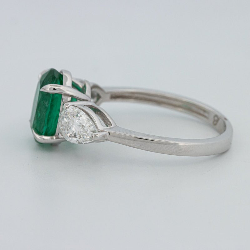 2.25 CT Green Emerald Trilogy Ring (LG) - ZIZOV DIAMONDS