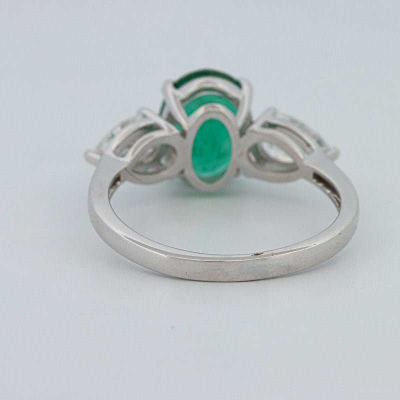 2.25 CT Green Emerald Trilogy Ring (LG) - ZIZOV DIAMONDS