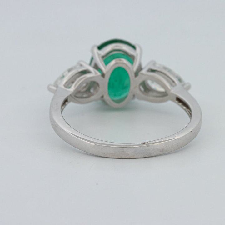 2.25 CT Green Emerald Trilogy Ring (LG) - ZIZOV DIAMONDS