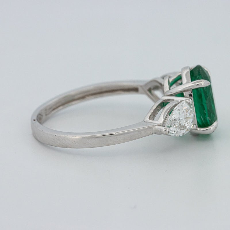 2.25 CT Green Emerald Trilogy Ring (LG) - ZIZOV DIAMONDS