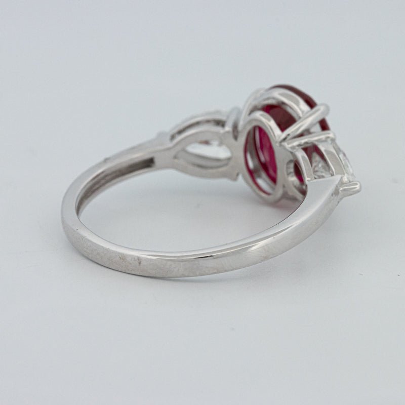 2.33 CT Red Ruby Trilogy Ring (LG) - ZIZOV DIAMONDS