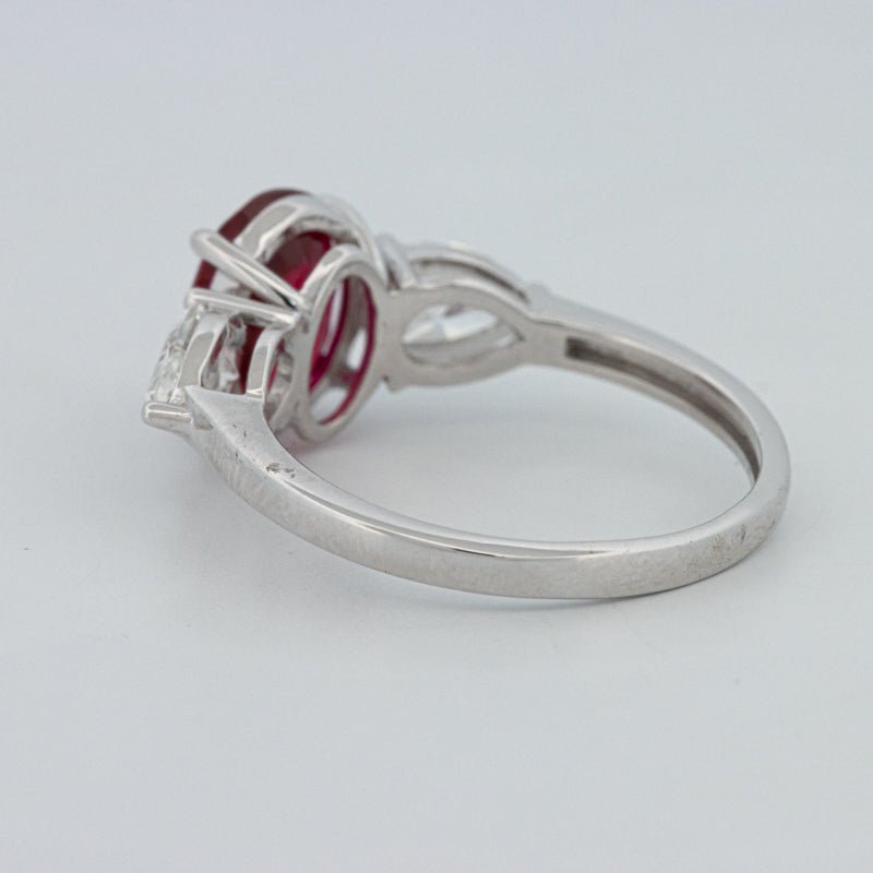 2.33 CT Red Ruby Trilogy Ring (LG) - ZIZOV DIAMONDS