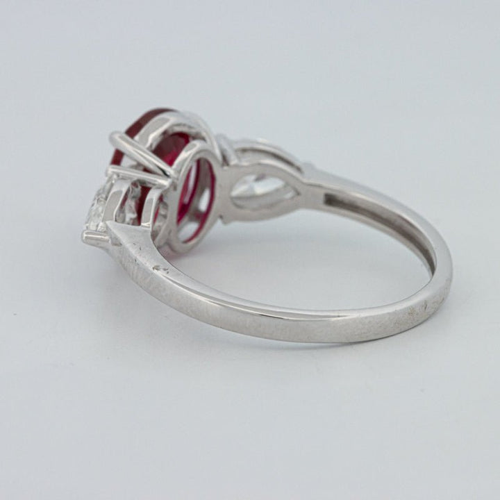 2.33 CT Red Ruby Trilogy Ring (LG) - ZIZOV DIAMONDS