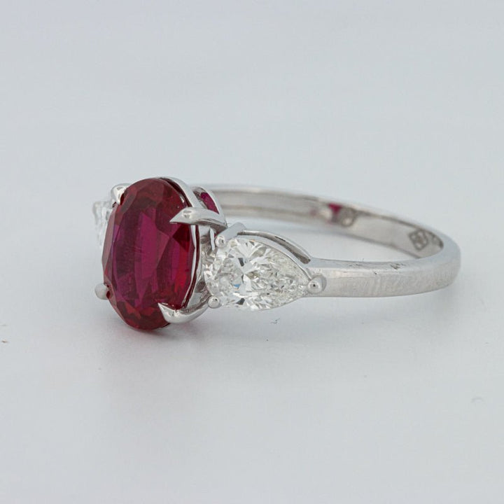 2.33 CT Red Ruby Trilogy Ring (LG) - ZIZOV DIAMONDS