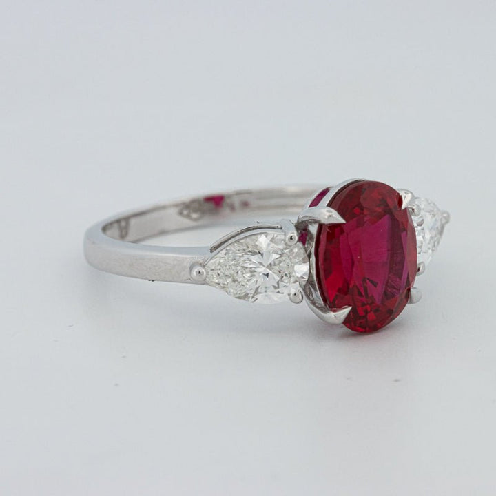2.33 CT Red Ruby Trilogy Ring (LG) - ZIZOV DIAMONDS