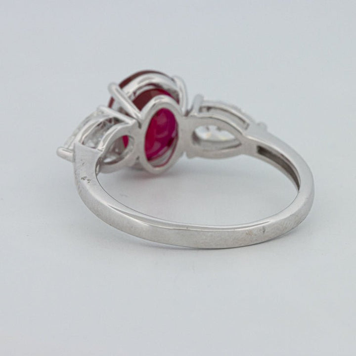 2.33 CT Red Ruby Trilogy Ring (LG) - ZIZOV DIAMONDS