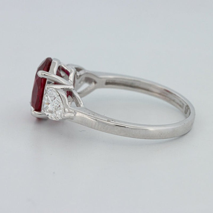 2.33 CT Red Ruby Trilogy Ring (LG) - ZIZOV DIAMONDS