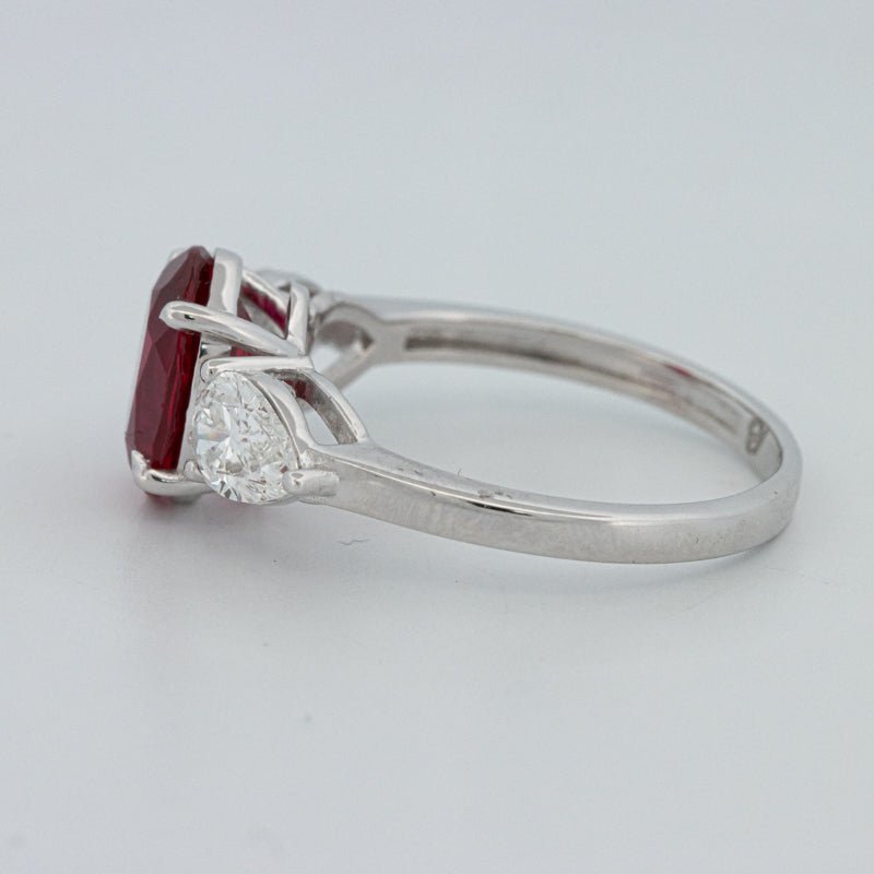 2.33 CT Red Ruby Trilogy Ring (LG) - ZIZOV DIAMONDS