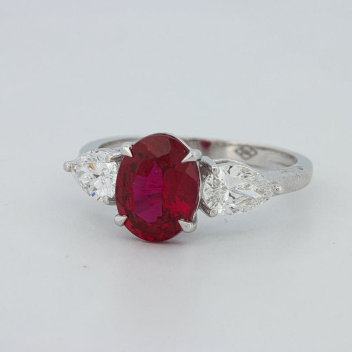 2.33 CT Red Ruby Trilogy Ring (LG) - ZIZOV DIAMONDS