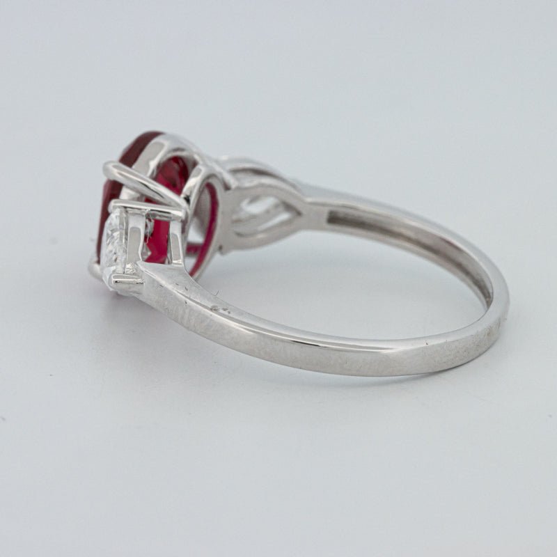 2.33 CT Red Ruby Trilogy Ring (LG) - ZIZOV DIAMONDS