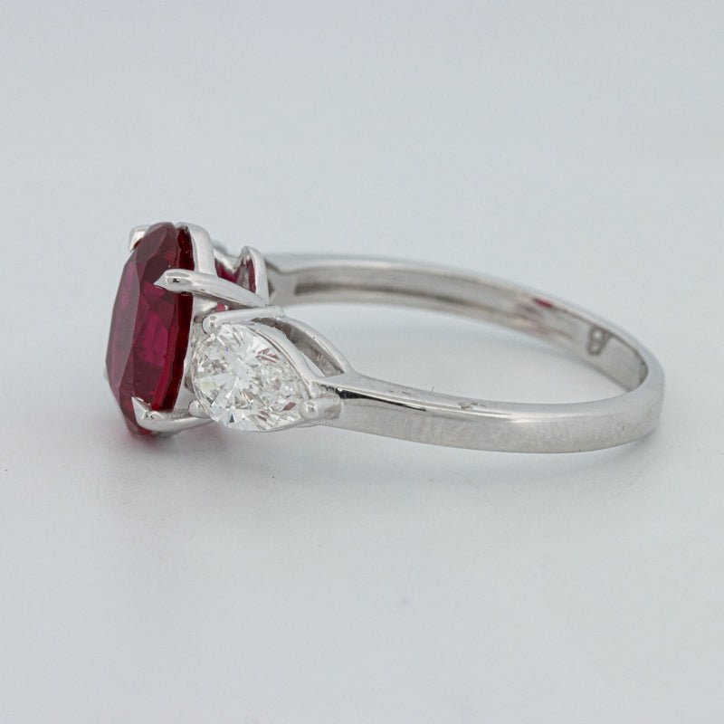 2.33 CT Red Ruby Trilogy Ring (LG) - ZIZOV DIAMONDS