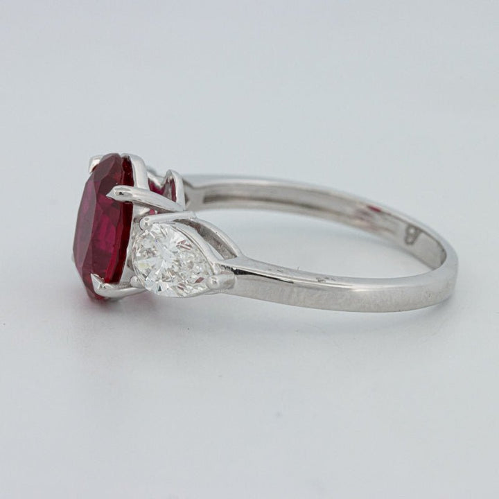 2.33 CT Red Ruby Trilogy Ring (LG) - ZIZOV DIAMONDS