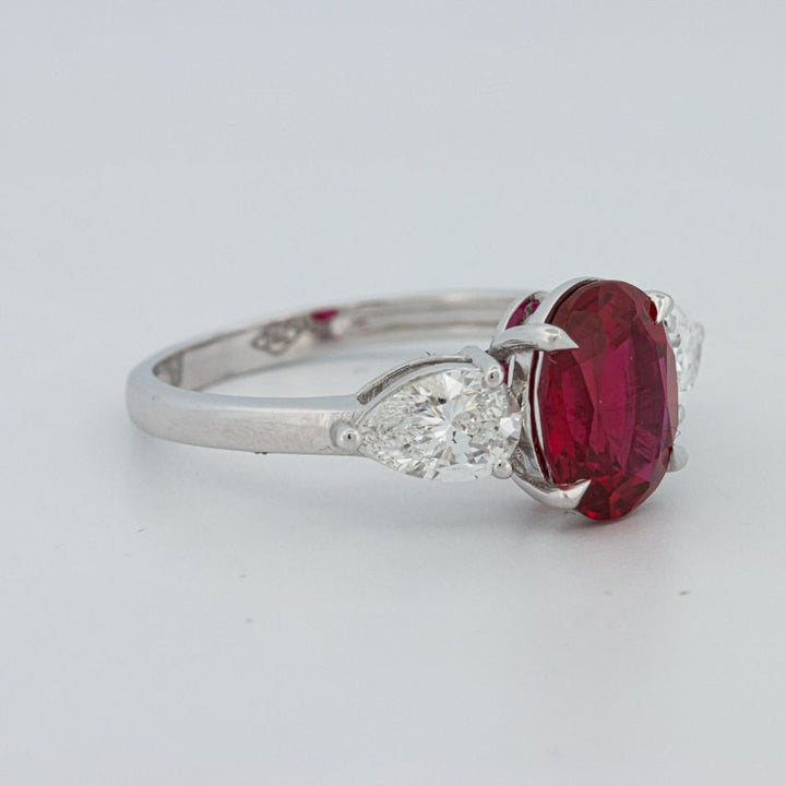 2.33 CT Red Ruby Trilogy Ring (LG) - ZIZOV DIAMONDS