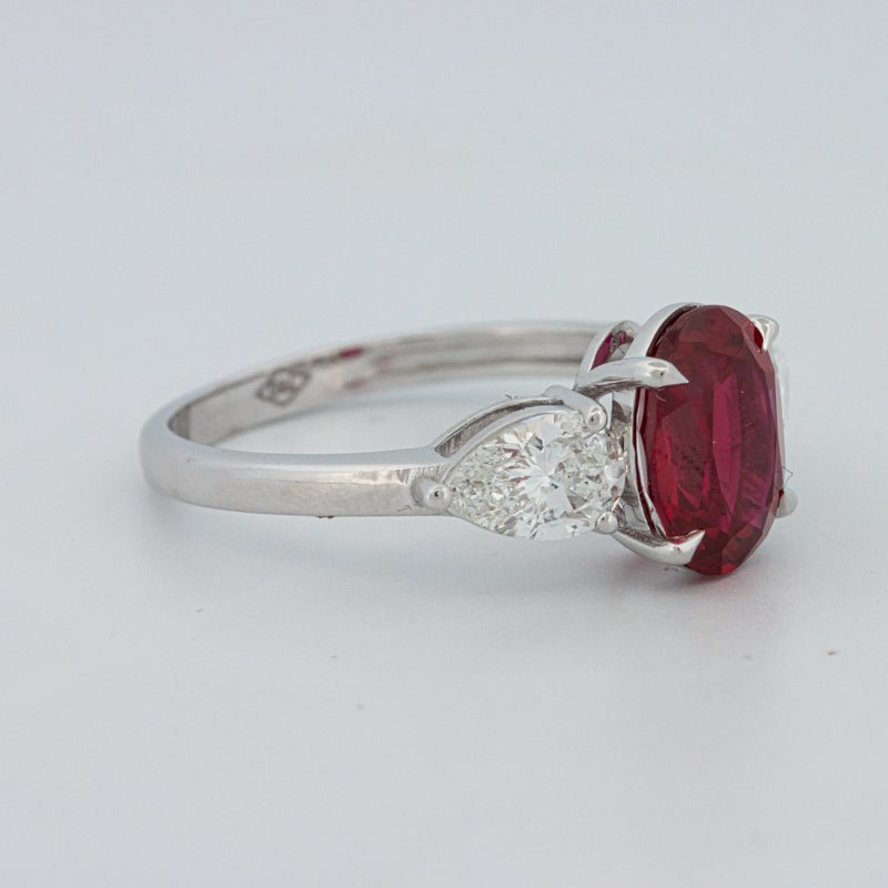 2.33 CT Red Ruby Trilogy Ring (LG) - ZIZOV DIAMONDS