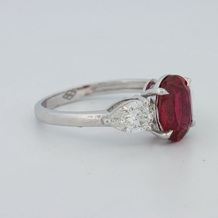 2.33 CT Red Ruby Trilogy Ring (LG) - ZIZOV DIAMONDS