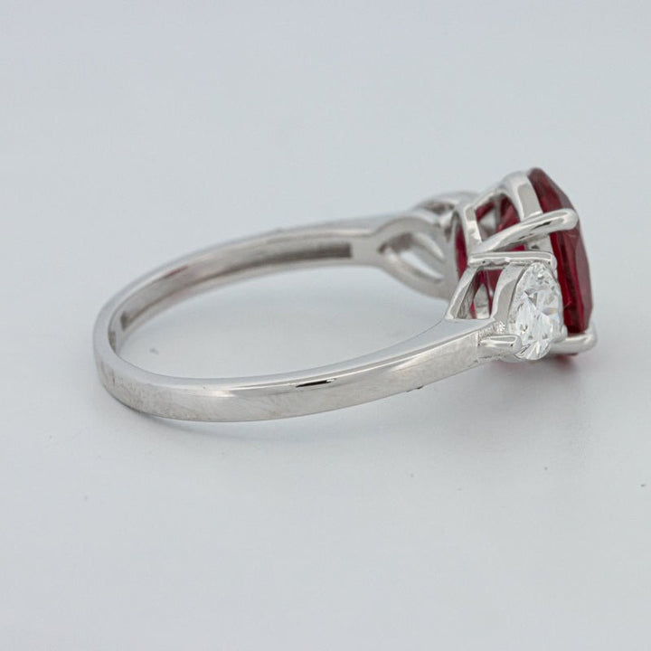 2.33 CT Red Ruby Trilogy Ring (LG) - ZIZOV DIAMONDS